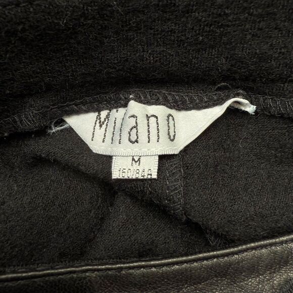 Milano Pants Womens Medium Black Leather Wool 80s 90s High Waist Vintage Punk - Picture 9 of 10